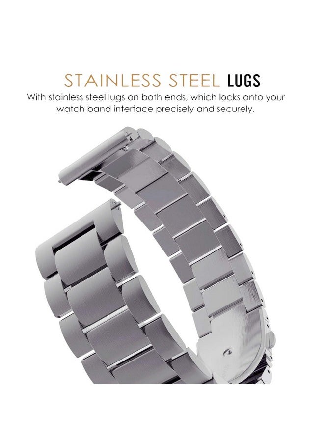 ACM ACM Watch Strap Stainless Steel Metal 22mm compatible with Fossil Gen 5 Carlyle Smartwatch Belt Luxury Metallic Silver  - Image 5