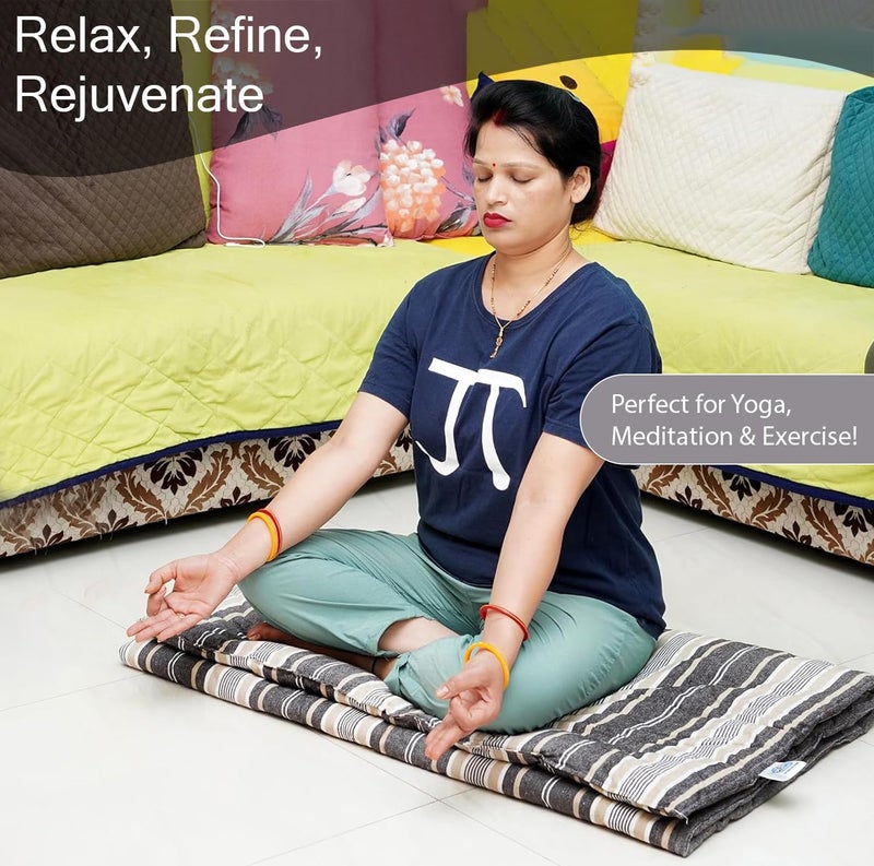 NEXTGO Multi Purpose Foldable Mattress with Carry Bag | Portable & Lightweight Gadda | Suitable for Outdoor Travel Camping, Yoga, Meditaion Mat (Brown White Lining, Queen: 60x78 Inch Or 5x6.5 Feet) - Image 3