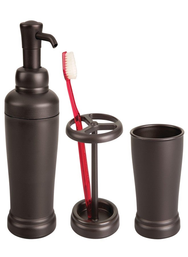 iDesign Toothbrush Holder for Bathroom - 3-Section Toothbrush Stand for Countertop, 2-Pack, Bronze - Image 5