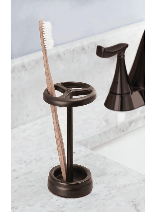iDesign Toothbrush Holder for Bathroom - 3-Section Toothbrush Stand for Countertop, 2-Pack, Bronze - Image 4