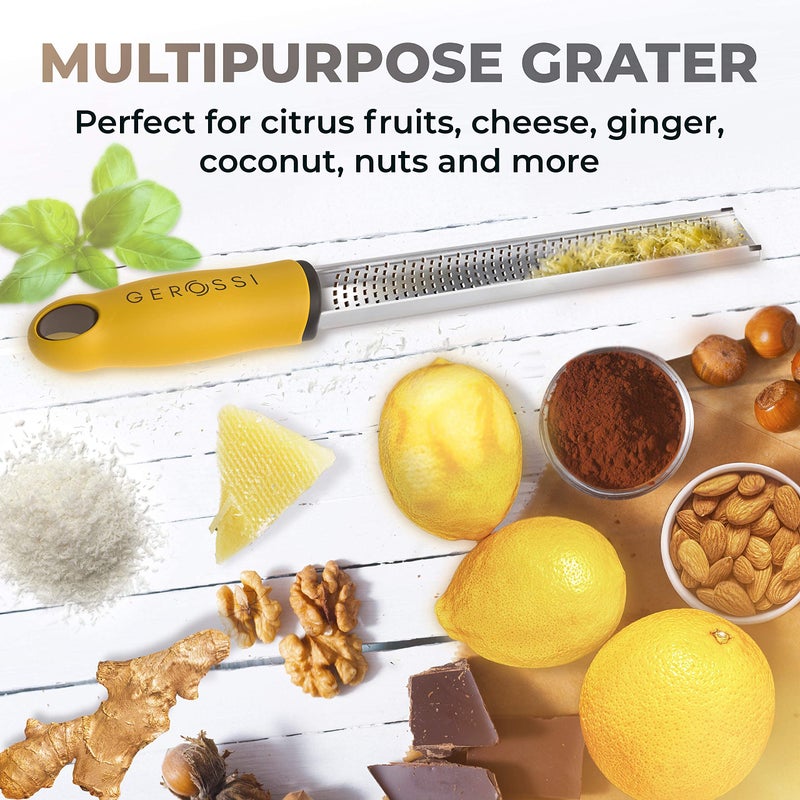 GEROSSI Stainless Steel Cheese and Citrus Zester Grater w/Extra Sharp Blade - Perfect for Lemons, Parmesan, Garlic, Chocolate - Spice Up any Kitchen Dish in Seconds with Your Premium Hand Held Shredder  - Image 5