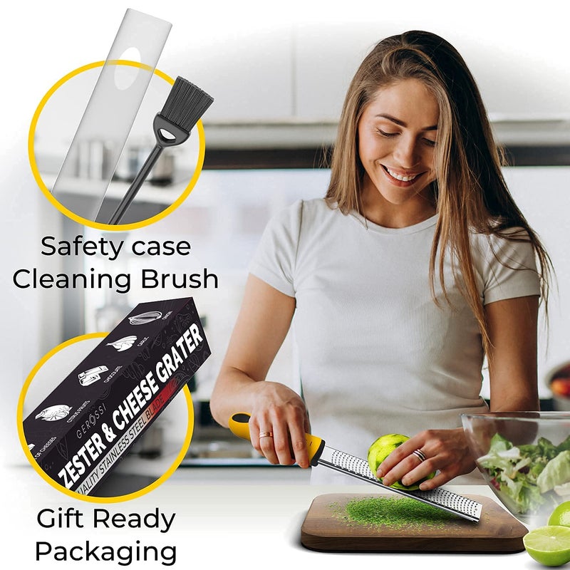 GEROSSI Stainless Steel Cheese and Citrus Zester Grater w/Extra Sharp Blade - Perfect for Lemons, Parmesan, Garlic, Chocolate - Spice Up any Kitchen Dish in Seconds with Your Premium Hand Held Shredder  - Image 2