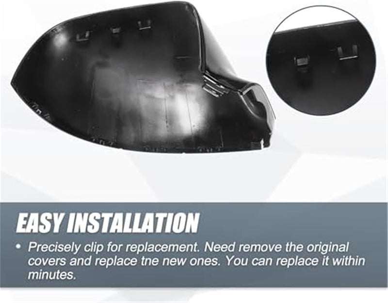 QASULER Gloss Black Mirror Cover for Volkswagen Transporter T5 T6 - Image 3