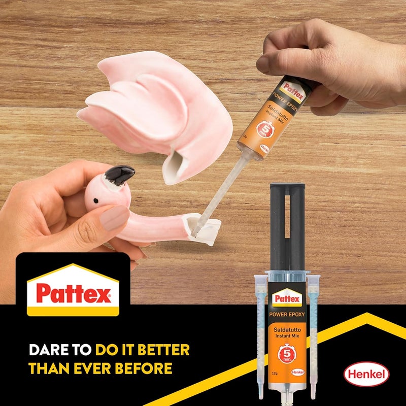 Pattex Power Epoxy Universal Syringe | With Convenient Instant Mix Syringe | Water & Temperature Resistant | Compatible with Metal, Ceramic, Glass & Wood | Indoor & Outdoor Use | 11ml (Pack of 1) - Image 4