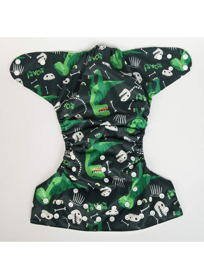 Sigzagor Sigzagor 2 to 7 Years Old Junior Big Cloth Diaper Pocket Reusable Washable Baby Toddler (Green Dinosaurs) - Image 3