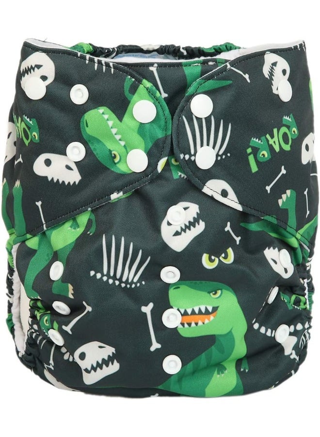 Sigzagor Sigzagor 2 to 7 Years Old Junior Big Cloth Diaper Pocket Reusable Washable Baby Toddler (Green Dinosaurs) - Image 1