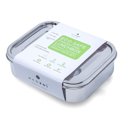 ecozoi Stainless Steel Lunch Box, 1-Tier Eco Metal Bento Box with Snap-On Lid, 700 ML | Bonus Pod and Redesigned Silicone Seal | Sustainable Zero Waste Eco Friendly Food Storage Container - Image 1