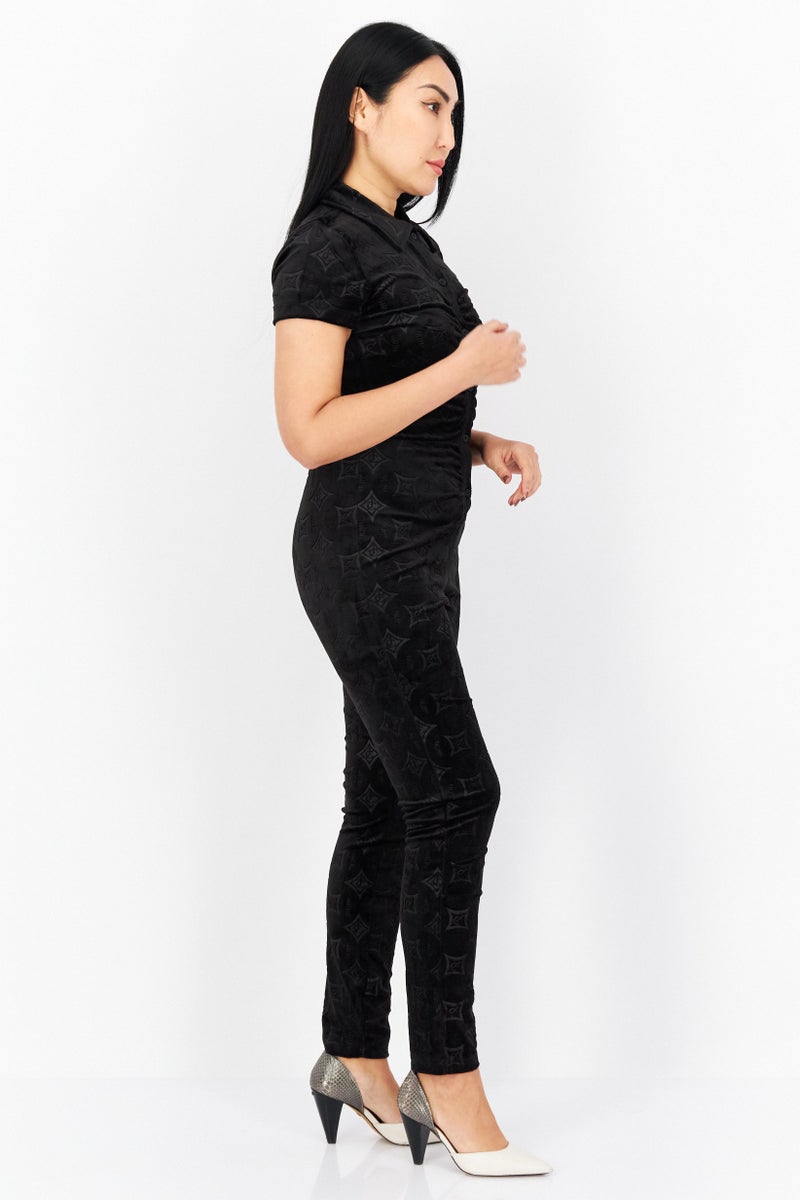 Juicy Couture Women Textured Jumpsuit, Black - Image 3