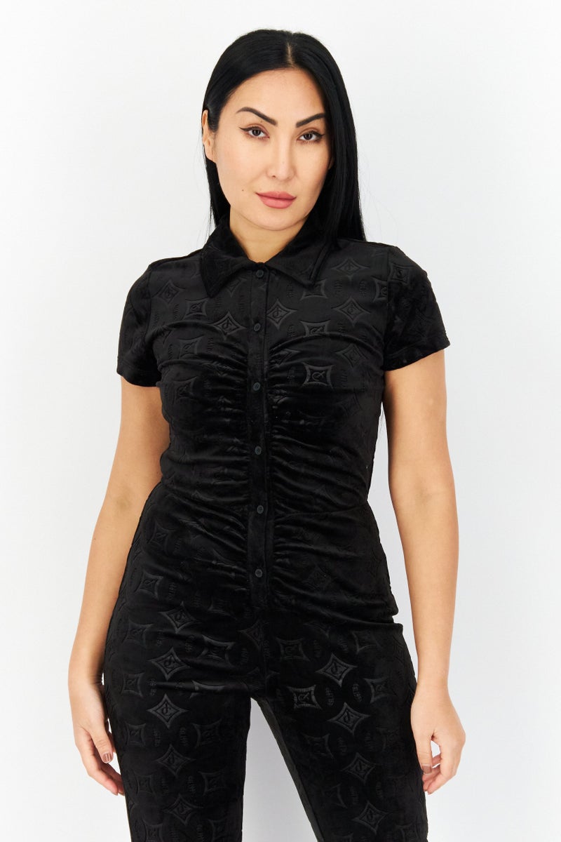 Juicy Couture Women Textured Jumpsuit, Black - Image 4
