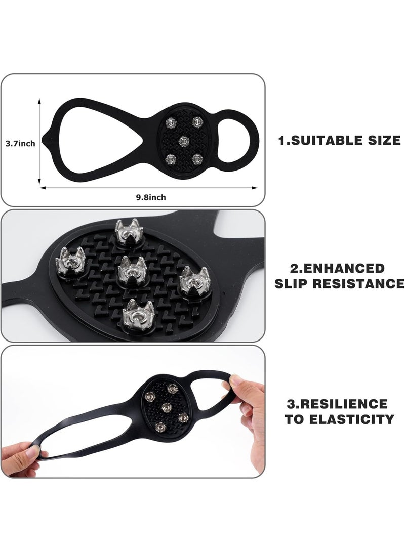STL 2 Pairs Non Slip Gripper Spike Ice Traction Cleats Walk Traction Cleat Ice Snow Grips for Shoes, Boot with 5 Steel Studs Crampons - Image 3