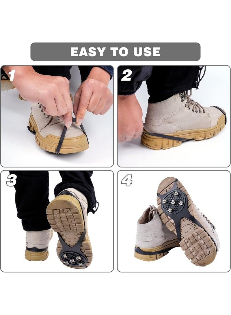 STL 2 Pairs Non Slip Gripper Spike Ice Traction Cleats Walk Traction Cleat Ice Snow Grips for Shoes, Boot with 5 Steel Studs Crampons - Image 4