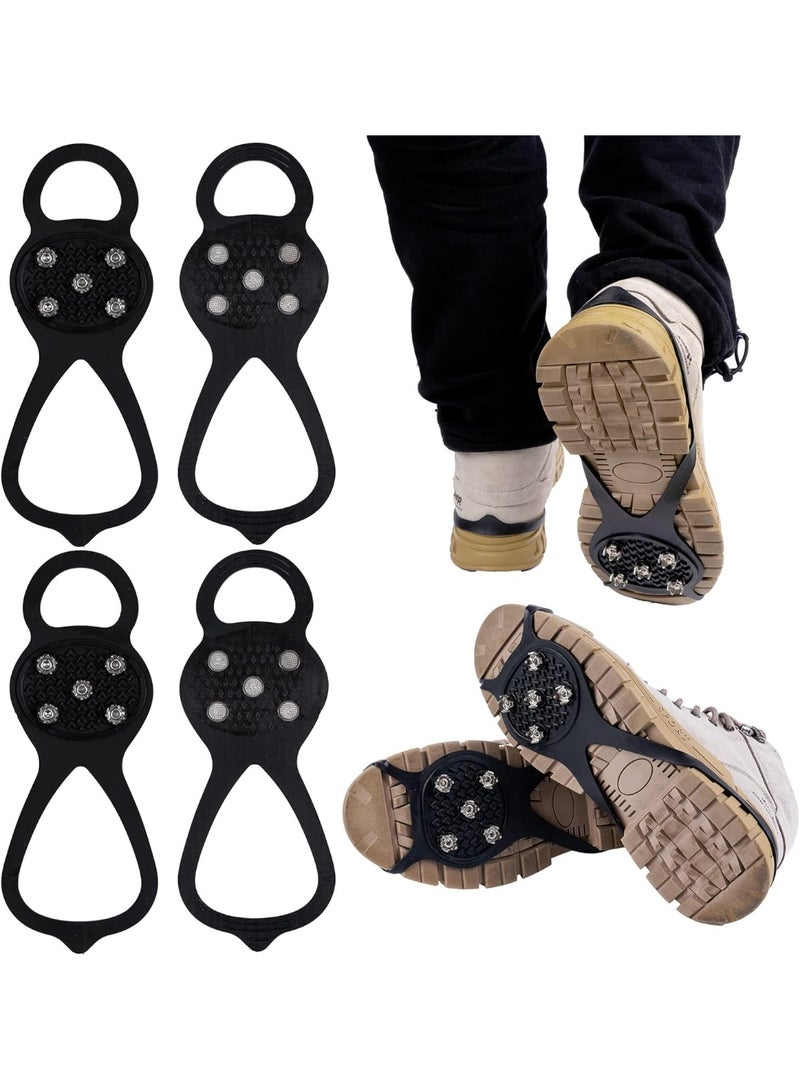 STL 2 Pairs Non Slip Gripper Spike Ice Traction Cleats Walk Traction Cleat Ice Snow Grips for Shoes, Boot with 5 Steel Studs Crampons - Image 2