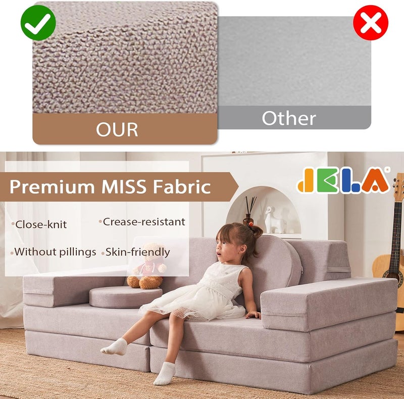 Jela Kids Couch Play Couch 10pcs Sofa Set (Classic, Taupe) - Image 4