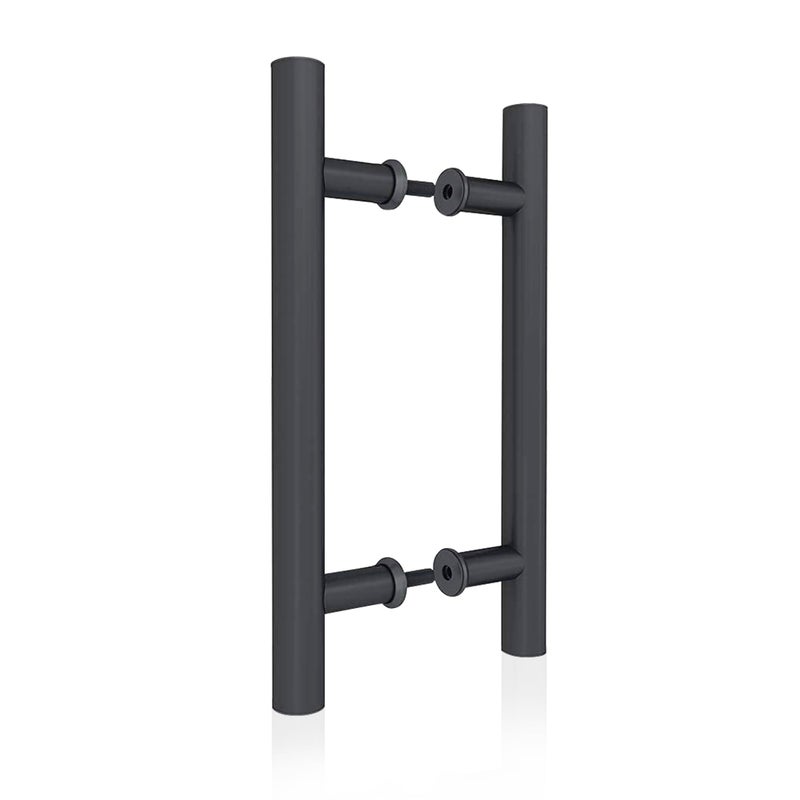 JUBEST 12" Push Pull Barn Door Handle, Double Side H Shape Sliding Door Handrail, Heavy Duty Swing Gate Handles, Flat Black - Image 1