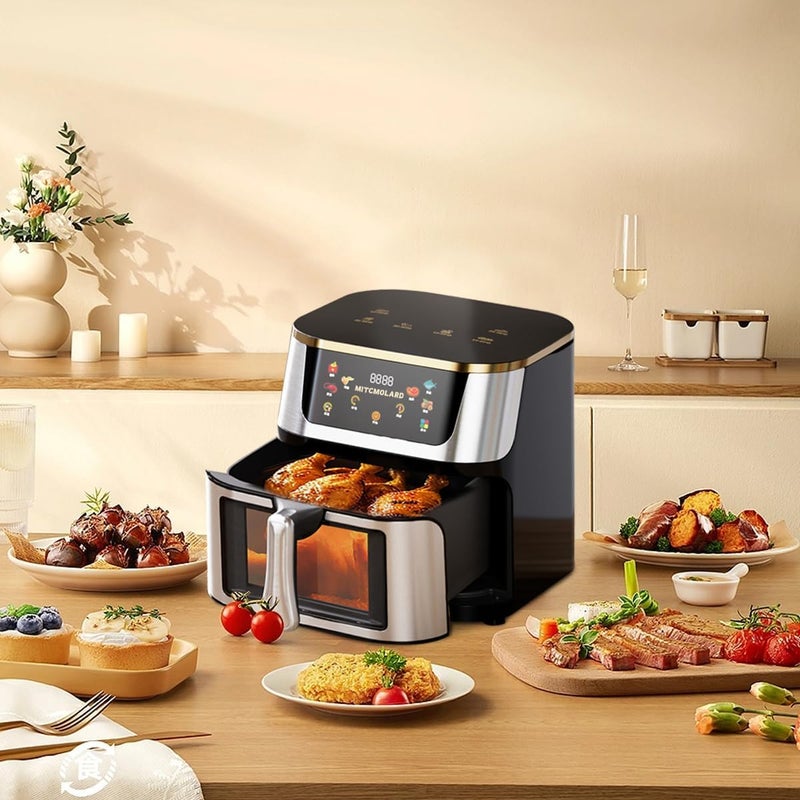 MITCMOLARD Air Fryer Stainless Steel, 8.5 L Flip-Free Visual Window, 6 Preset Programs | Stainless Steel Airfryer, Digital Rapid, قلاية هوائية, Rapid Hot Air Circulation Technology - Image 5