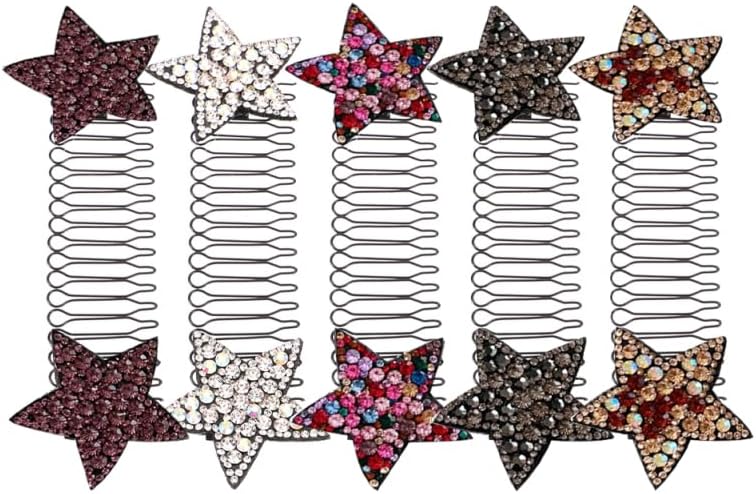 PACKOVE 5Pcs U Shape Hair Finishing Fixer Comb Hair Comb With Stars Invisible Hair Comb Clips Mini Bangs Holder Hair Styling Accessories For Women
