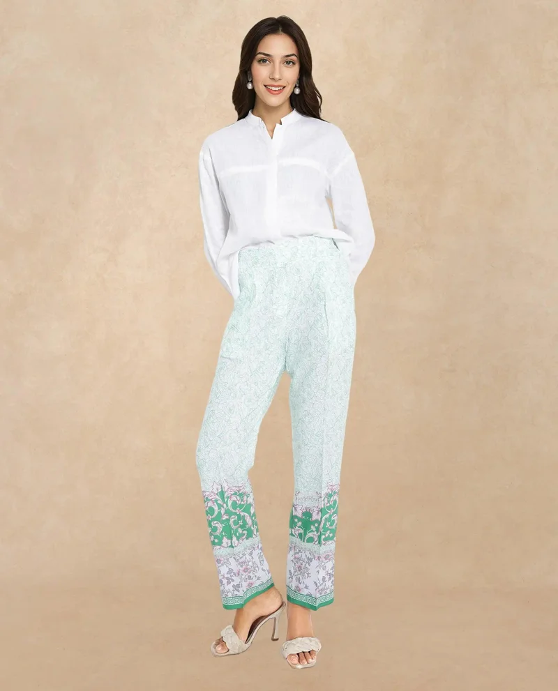Rareism Women's Abstract Print Ankle-Length Trouser