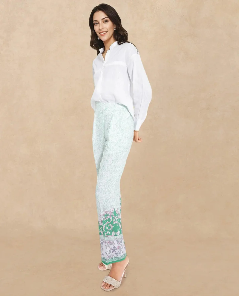 Rareism Women's Abstract Print Ankle-Length Trouser