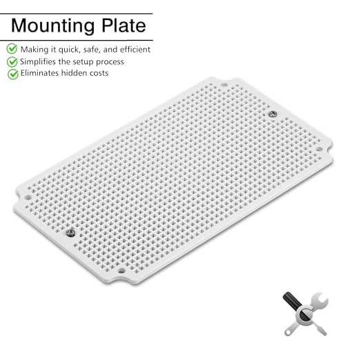 QILIPSU Junction Box with Mounting Plate 250x150x100mm, ABS Plastic DIY Electrical Project Case IP67 Waterproof Dustproof Enclosure Grey (9.8"x5.9"x3.9") - Image 2