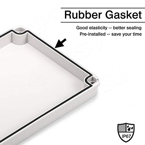 QILIPSU Junction Box with Mounting Plate 250x150x100mm, ABS Plastic DIY Electrical Project Case IP67 Waterproof Dustproof Enclosure Grey (9.8"x5.9"x3.9") - Image 4