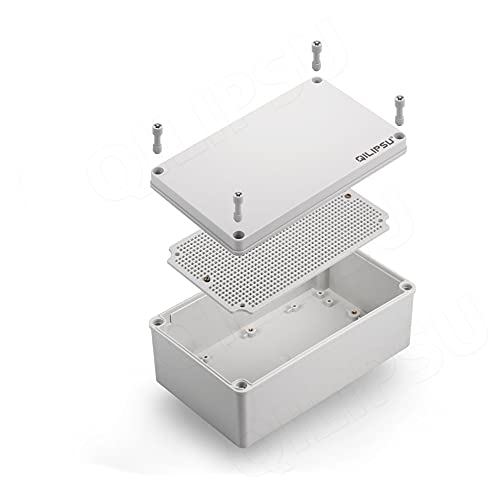 QILIPSU Junction Box with Mounting Plate 250x150x100mm, ABS Plastic DIY Electrical Project Case IP67 Waterproof Dustproof Enclosure Grey (9.8"x5.9"x3.9") - Image 1