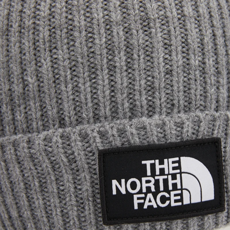 THE NORTH FACE Grey Logo Boxed Cuffed Beanie  | Best Price UAE