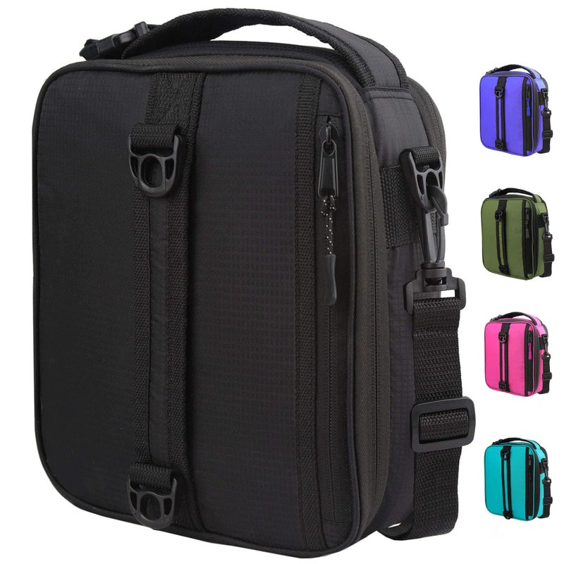GOWRAPS Insulated Lunch Bag For Kids Women MenBlack Lunchbox For Adults With Strap Small Insulated Lunch Box For Work School Rectangle lunch Boxes ExpandableBlack