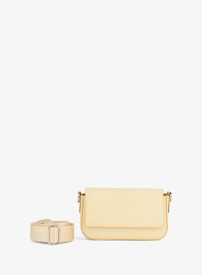 Women's Ombre Yellow Lined Small Size Snap-Closure Adjustable Shoulder Strap Bag.
