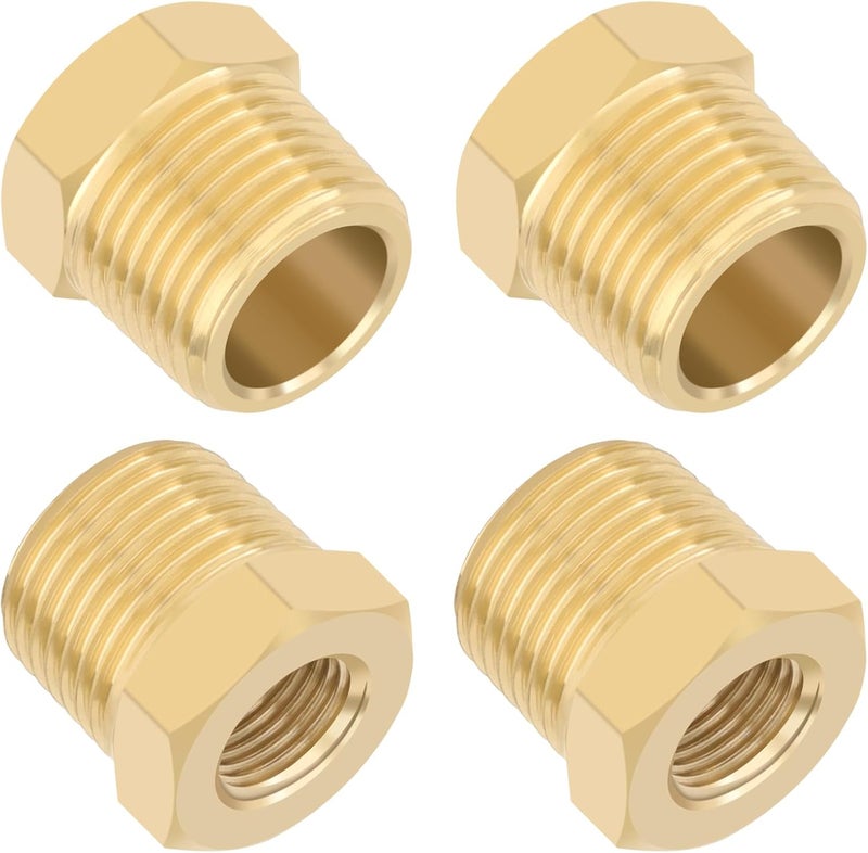 KOOTANS 4pcs Heavy Duty 3/8 NPT Male Thread to 1/8 NPT Female Thread Brass Reducer Hex Bushing Brass Fitting Pipe Hose Tube Adapter Convert - Image 1