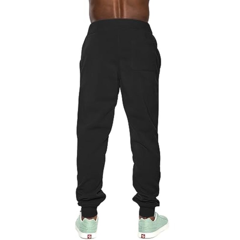 Men's Cargo Pocket Jogger Pants Sweatpants for casual wear, made of cotton-polyester blend, available in black, featuring multiple functional pockets and elastic waistband for comfort and utility. - Image 3