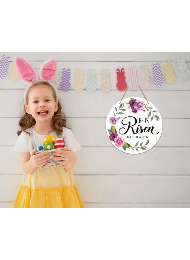 SICOHOME He is Risen Door Sign 11.8" Vintage Floral He is Risen Decor Sign Religious Easter Door Hanging Sign for Home Wall Farmhouse Indoor Outdoor Spring Decorations - Image 3