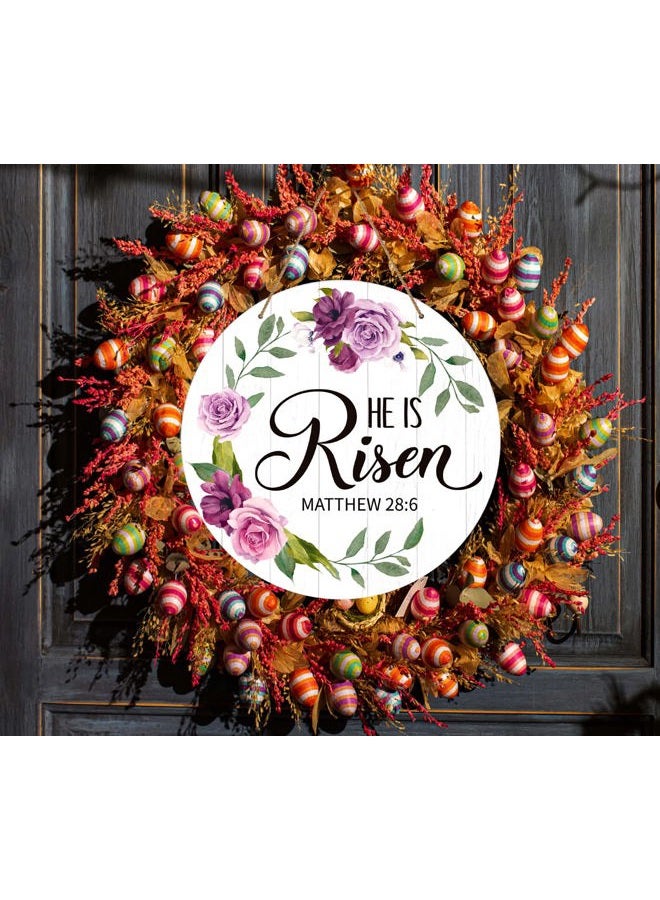 SICOHOME He is Risen Door Sign 11.8" Vintage Floral He is Risen Decor Sign Religious Easter Door Hanging Sign for Home Wall Farmhouse Indoor Outdoor Spring Decorations - Image 5