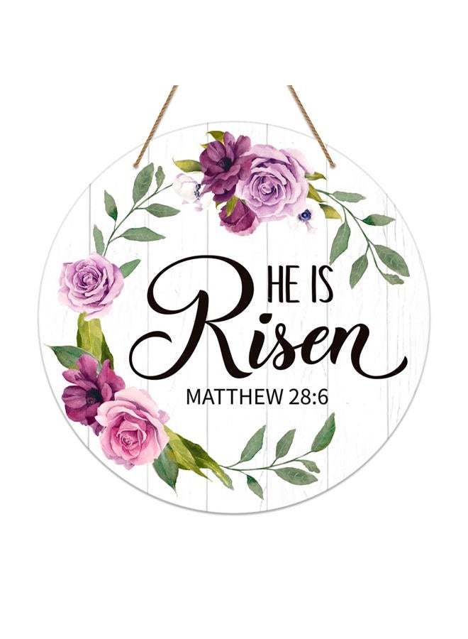 SICOHOME He is Risen Door Sign 11.8" Vintage Floral He is Risen Decor Sign Religious Easter Door Hanging Sign for Home Wall Farmhouse Indoor Outdoor Spring Decorations - Image 1