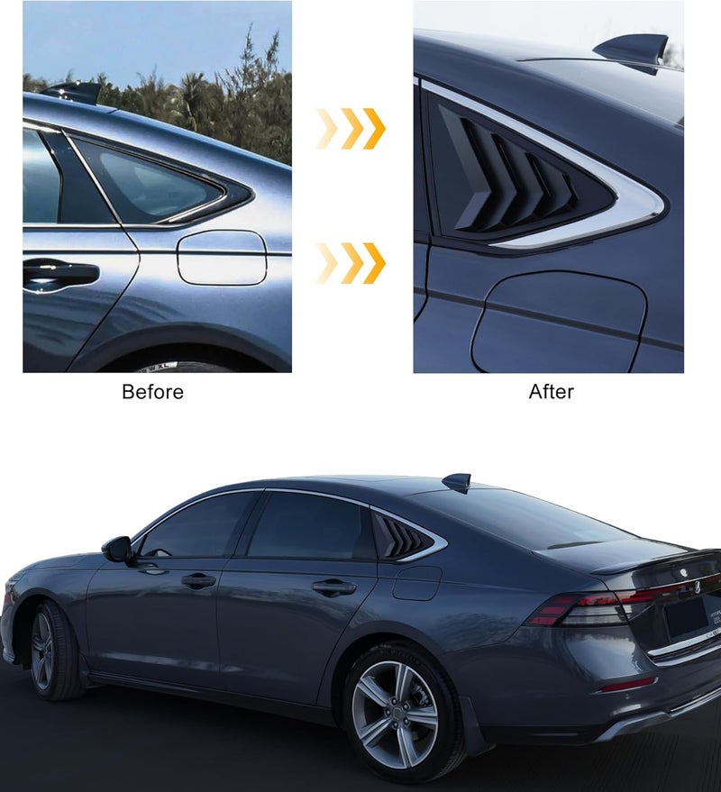 CKE Matt Black Rear Side Window Louvers for Honda Accord 2023-2024 - Image 4