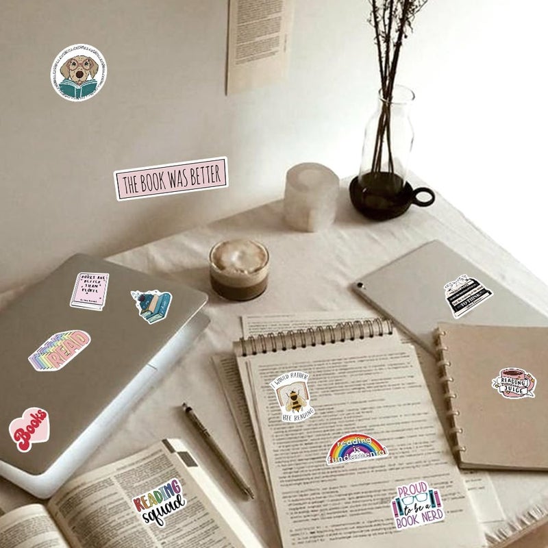 QTL Waterproof Vinyl Stickers Pack for Laptop Scrapbooking Water Bottle Party Supplies(100 Pcs Reading Style) - Image 5