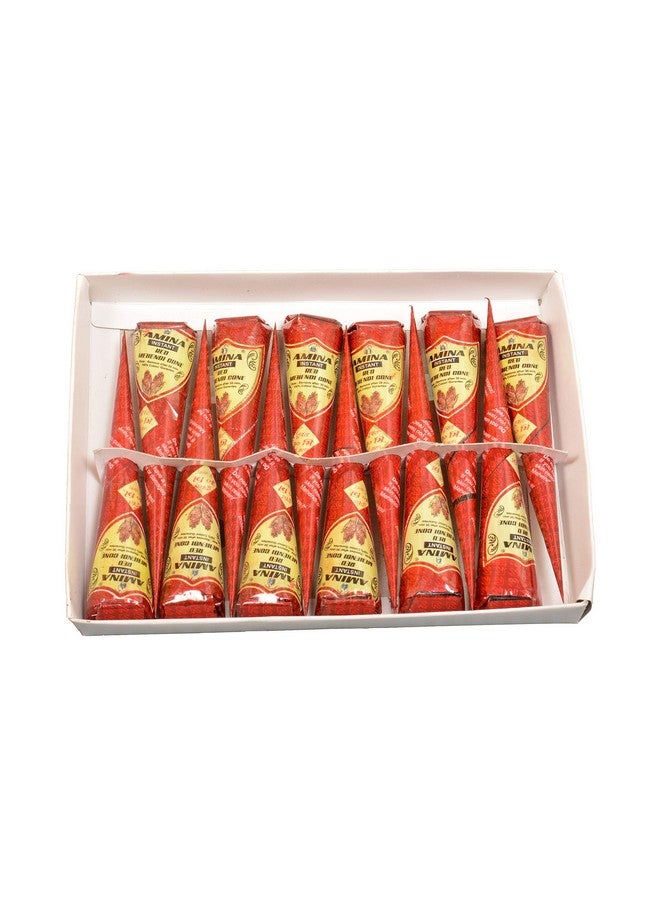 Amina Henna Instant Tatto Outline Mehendi Cone/No Chemicals Dyes Color Paste Cone (Red Pack Of 48 Cone) - Image 1