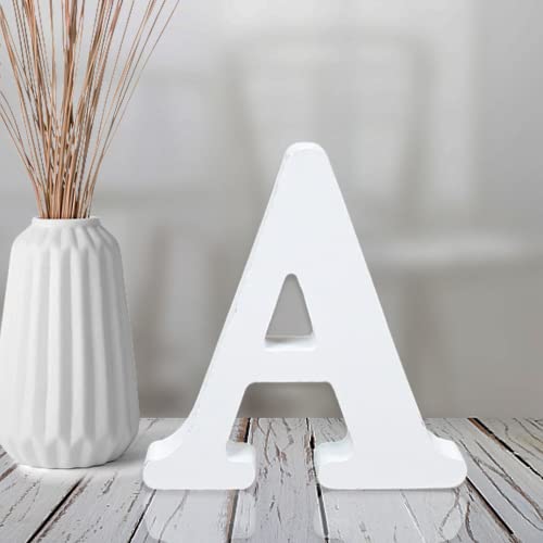 AOCEAN 4 Inch White Wood Letters Unfinished Wood Letters for Wall Decor Decorative Standing Letters Slices Sign Board Decoration for Craft Home Party Projects (A) - Image 1