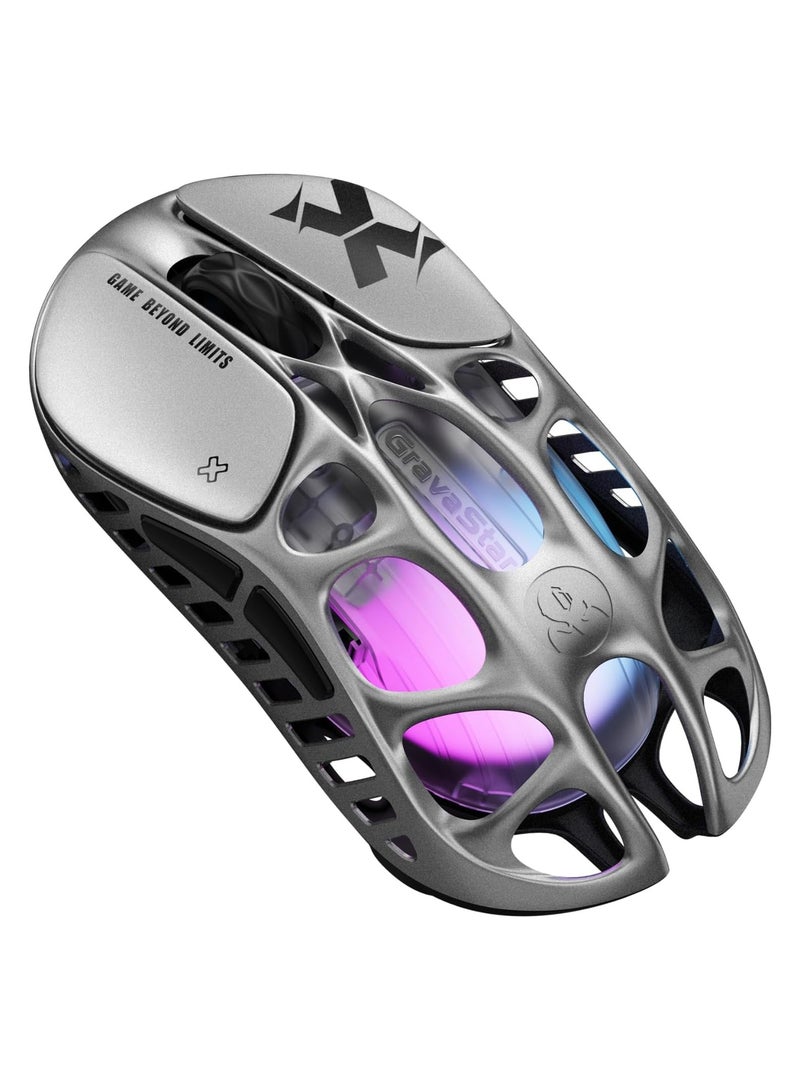 FIPKA Mercury X Wireless Gaming Mouse – 49g Ultra-Light, 32,000 DPI, PAW3950 Sensor, RGB, Tri-Mode, 1000Hz, Programmable Buttons- silver - Image 1