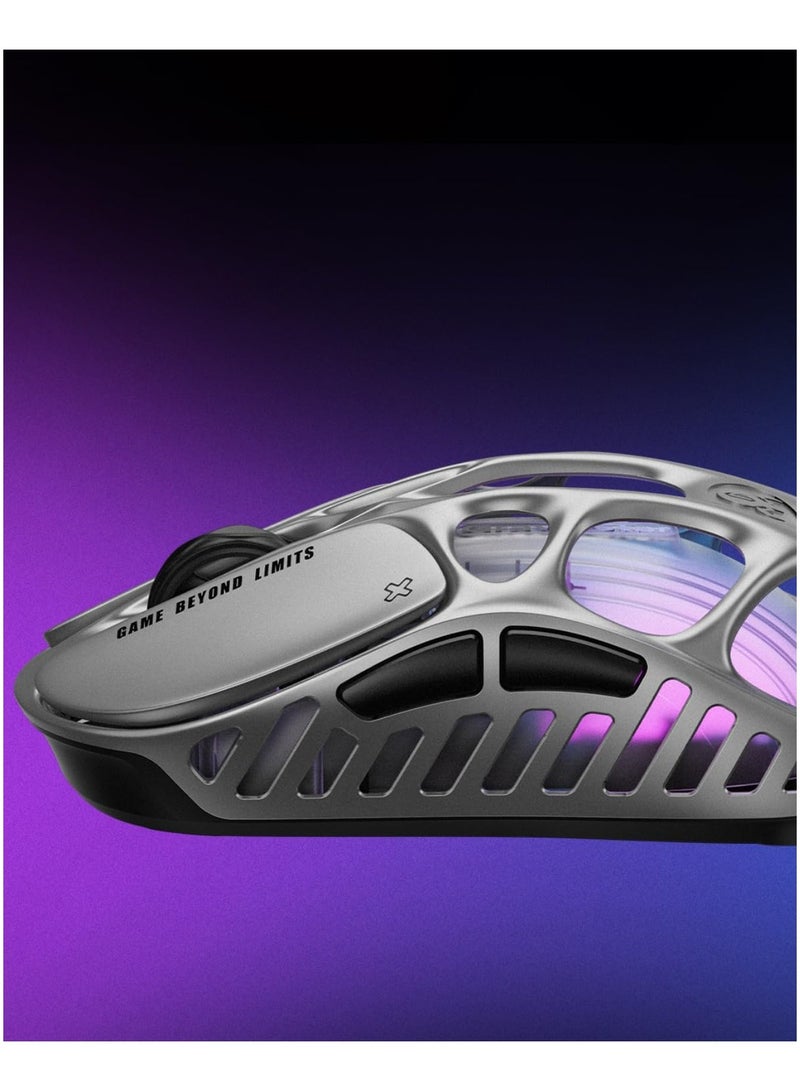 FIPKA Mercury X Wireless Gaming Mouse – 49g Ultra-Light, 32,000 DPI, PAW3950 Sensor, RGB, Tri-Mode, 1000Hz, Programmable Buttons- silver - Image 2