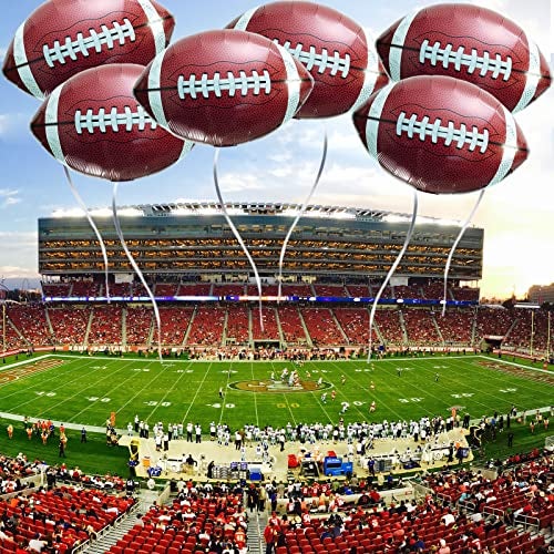 EaciTown 10 Pcs Large Football Foil Balloons Rugby Ballon for Football Party Decorations 22 Inch Football Game Day Supplies - Image 5