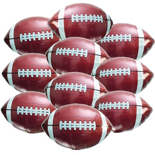 EaciTown 10 Pcs Large Football Foil Balloons Rugby Ballon for Football Party Decorations 22 Inch Football Game Day Supplies - Image 1