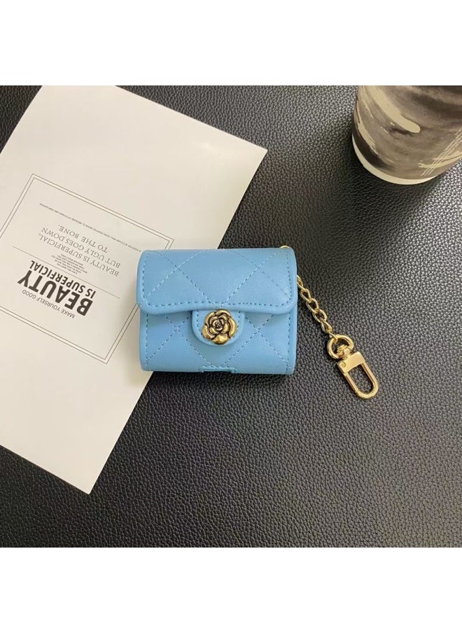 Generic - Tweed Style Camellia AirPods Pro Headphone Protective Cover 123Rd Generation Bluetooth Leather Anti-Fall Trendy Brand Suitable-Color:Sky Blue-Applicable Models:Airpods 3rd Generation - Image 1