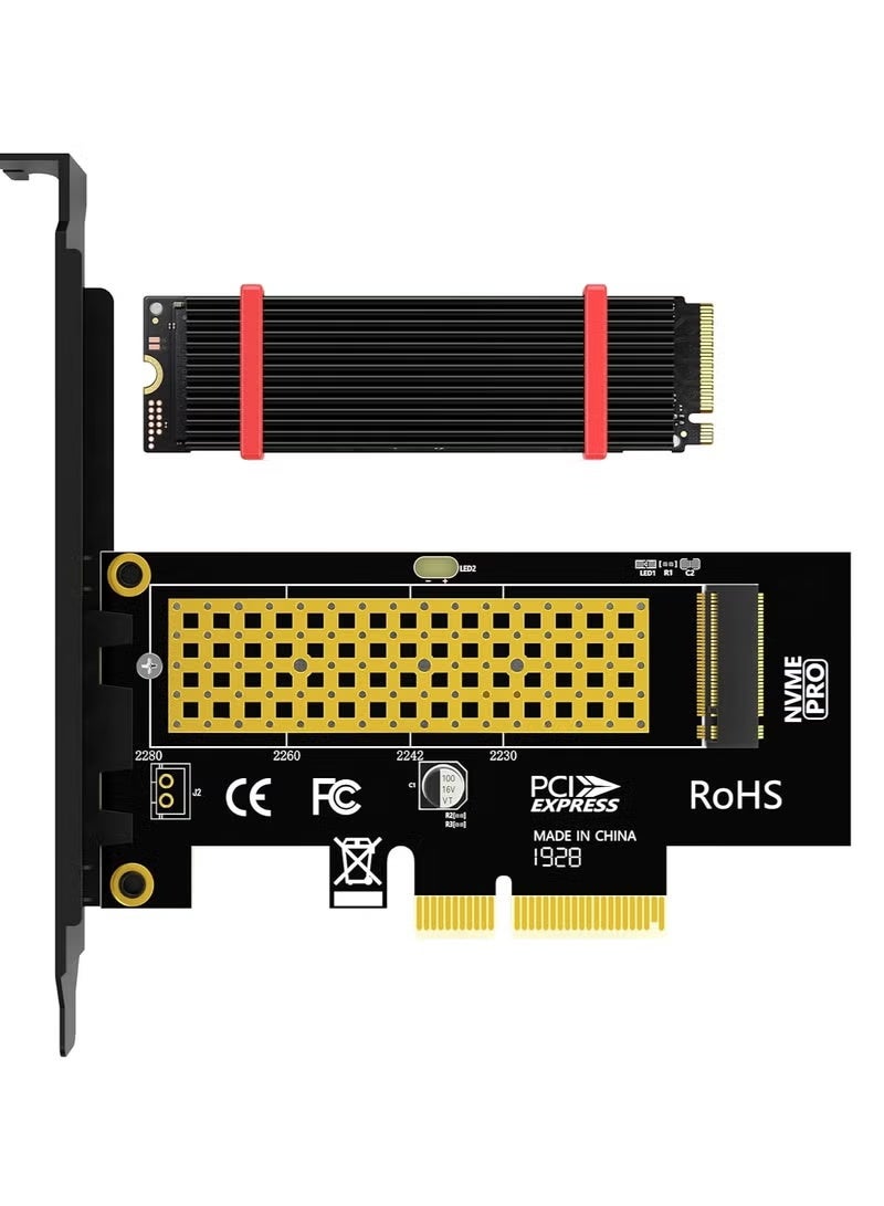 M.2 NVMe SSD to PCIe 4.0 Adapter Card with Heatsink for Compatible Desktop Computers - Image 1