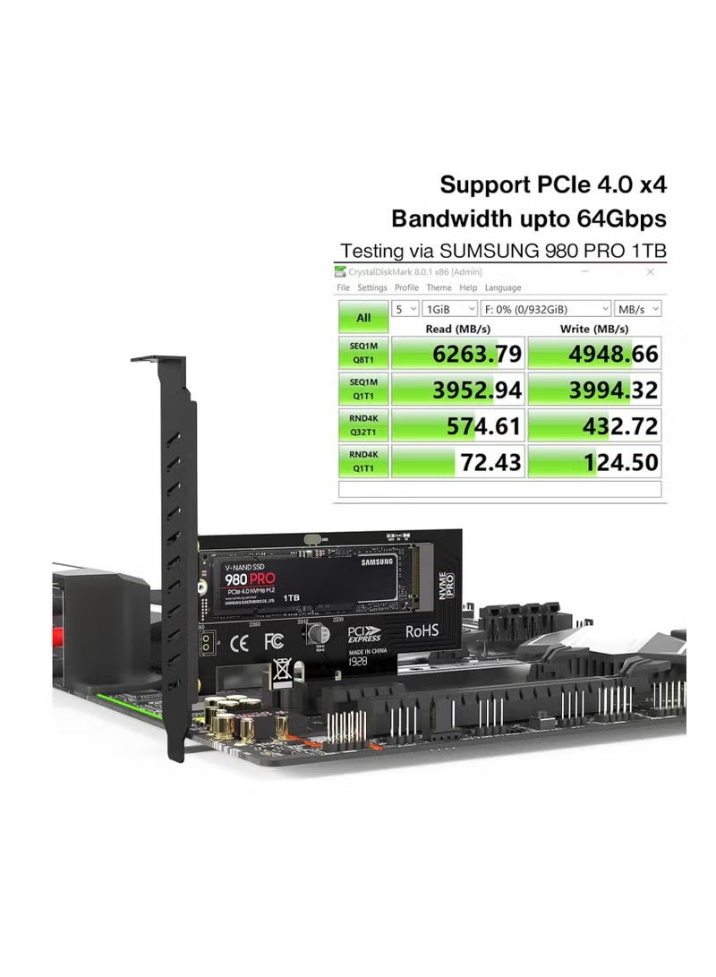 M.2 NVMe SSD to PCIe 4.0 Adapter Card with Heatsink for Compatible Desktop Computers - Image 4