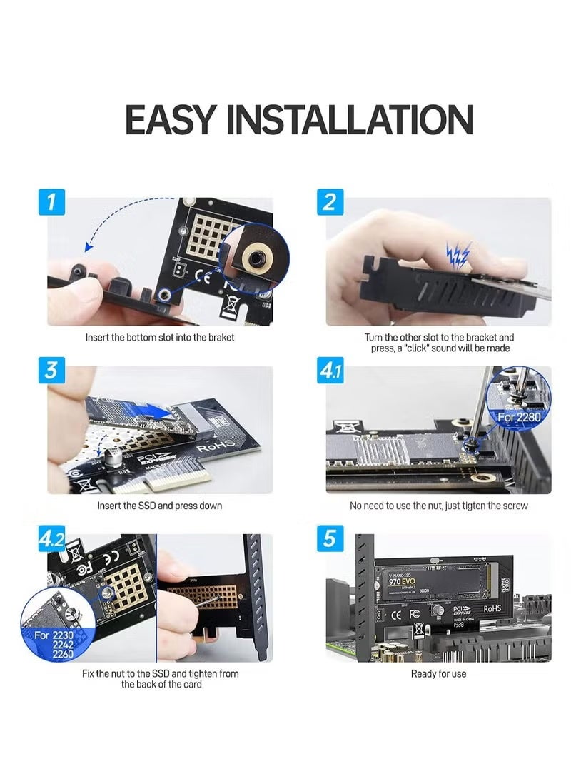 M.2 NVMe SSD to PCIe 4.0 Adapter Card with Heatsink for Compatible Desktop Computers - Image 2