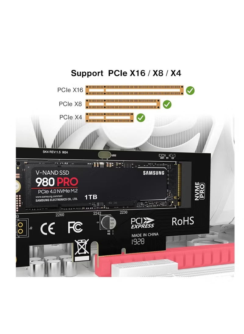 M.2 NVMe SSD to PCIe 4.0 Adapter Card with Heatsink for Compatible Desktop Computers - Image 3