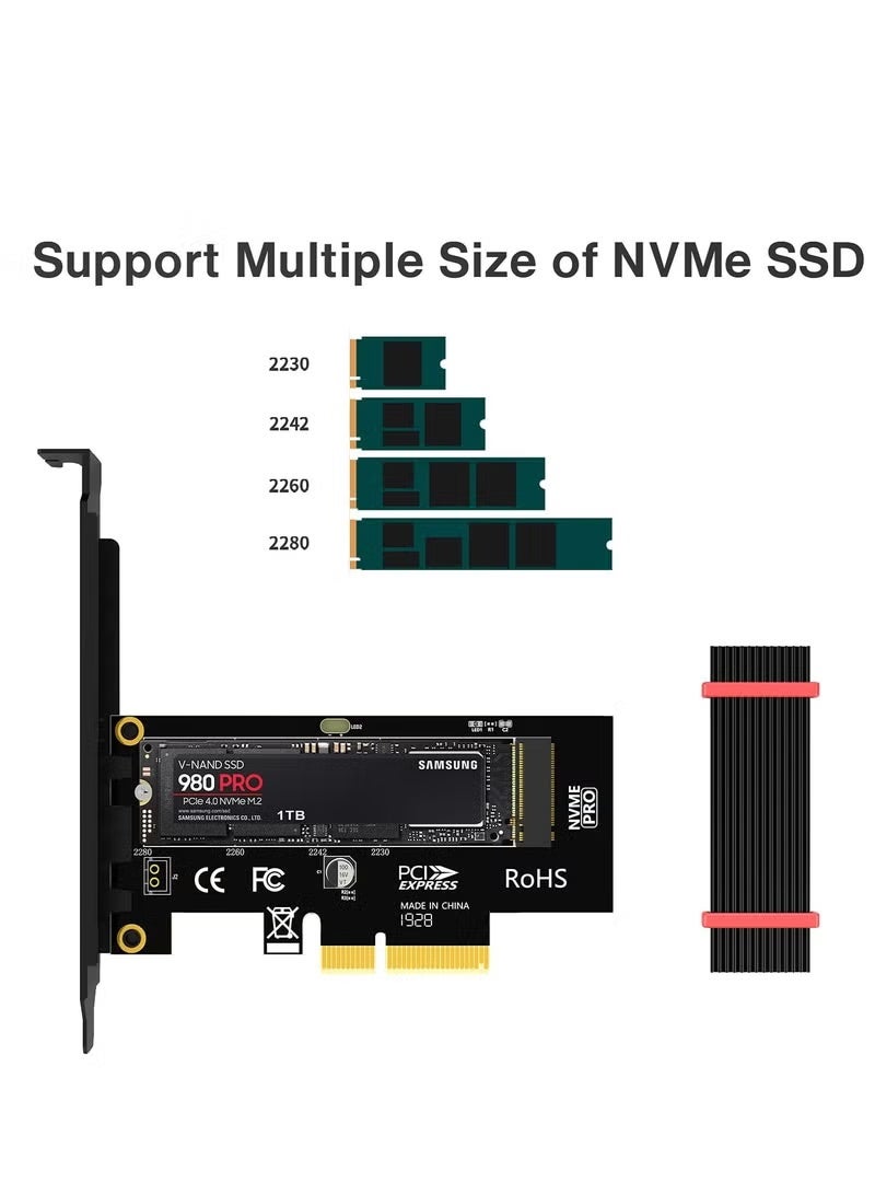 M.2 NVMe SSD to PCIe 4.0 Adapter Card with Heatsink for Compatible Desktop Computers - Image 5