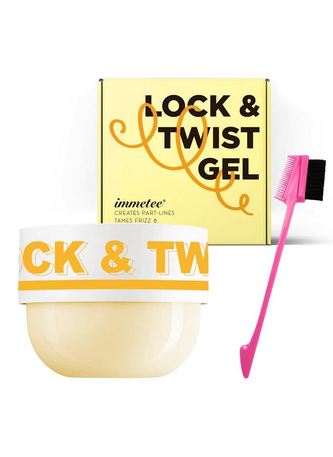 Immetee immetee Braiding Gel, Twist and Lock Gel All Day Hold, Edge Control Gel for Afro Hair, Frizz Control Hair Gel with Brush. 200g/7.05Oz (Yellow)  - Image 1