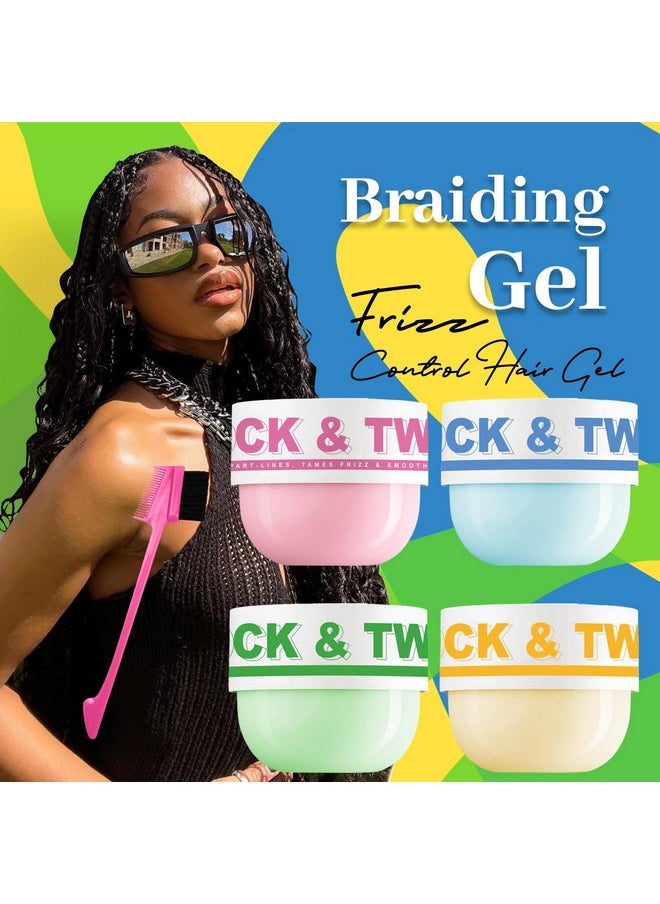 Immetee immetee Braiding Gel, Twist and Lock Gel All Day Hold, Edge Control Gel for Afro Hair, Frizz Control Hair Gel with Brush. 200g/7.05Oz (Yellow)  - Image 2