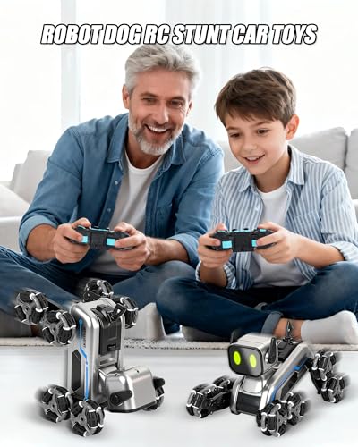 HuiJuKeJi Interactive Robot Dog RC Stunt Car Gesture Sensing  24Ghz Remote Control Cars Mecanum Wheels LED Eyes with Music Rechargeable for Extended IndoorOutdoor Fun Gift for Kids 612 - Image 5